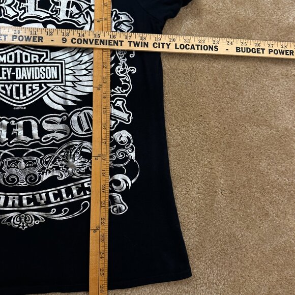 Y2K Harley Davidson Foil Print Affliction Style Crest & Wings T-Shirt Women's 1X - Picture 7 of 7